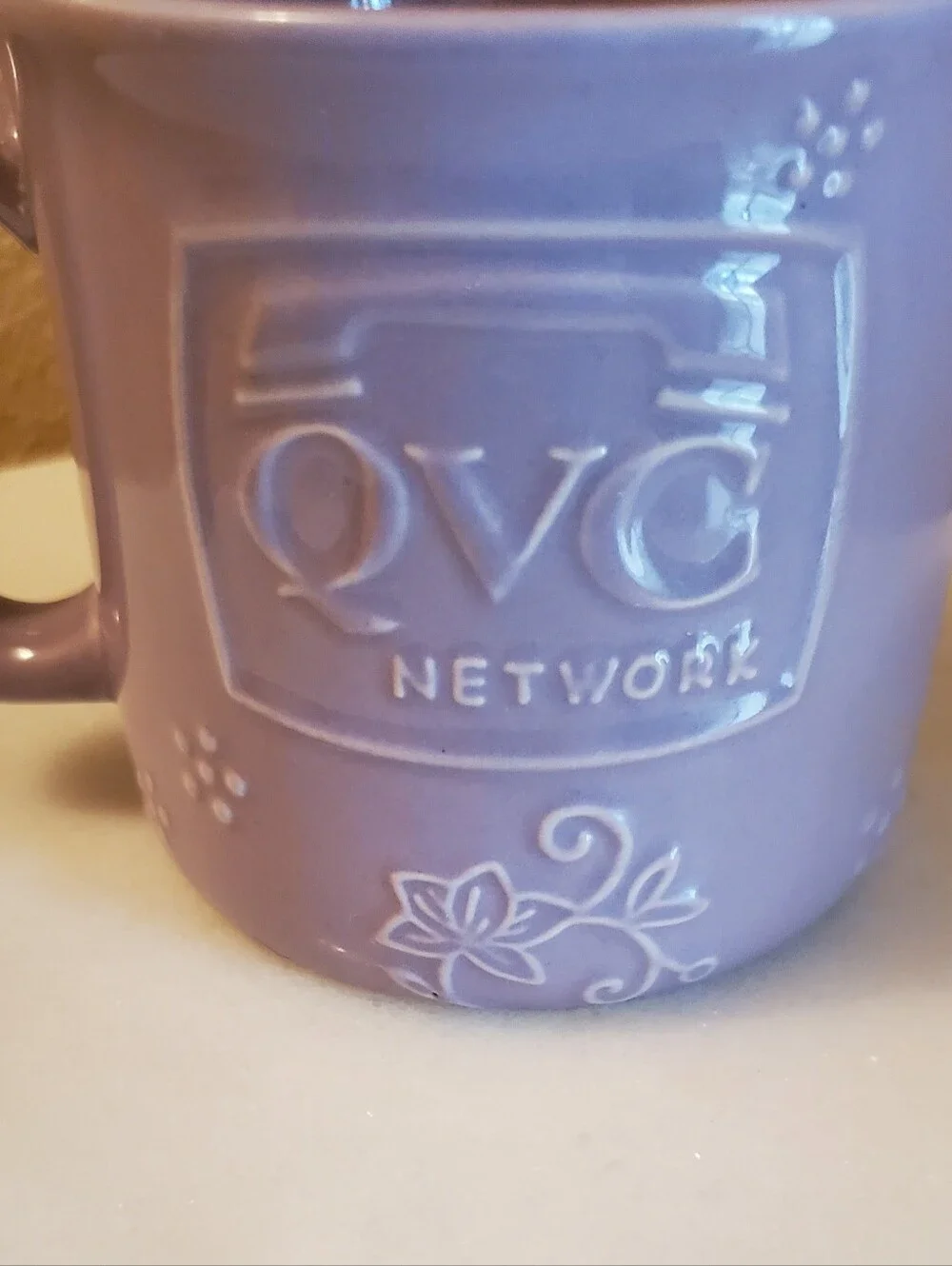 Temptations QVC Network Logo Collectible Ceramic Lavender Coffee Mug